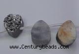 CAG7972 Top drilled 13*18mm flat teardrop plated white druzy agate beads