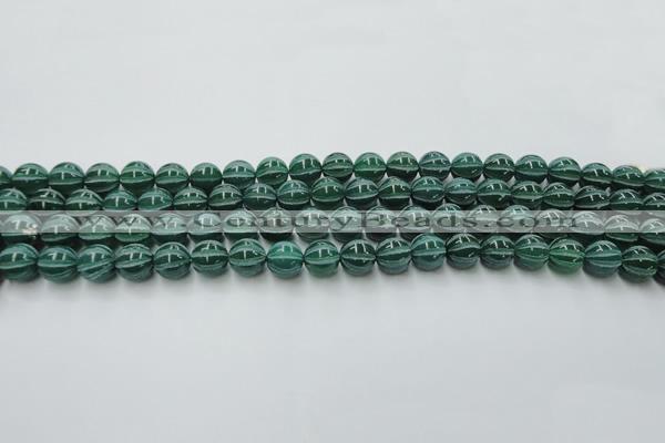 CAG8005 15.5 inches 8mm carved round green agate beads