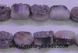 CAG8152 7.5 inches 10*14mm oval silver plated druzy agate beads