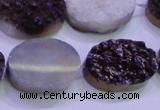 CAG8195 7.5 inches 18*25mm oval purple plated druzy agate beads