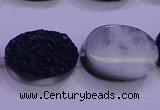 CAG8196 7.5 inches 18*25mm oval blue plated druzy agate beads