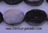 CAG8197 7.5 inches 18*25mm oval black plated druzy agate beads