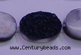 CAG8206 7.5 inches 20*30mm oval blue plated druzy agate beads