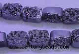 CAG8212 Top drilled 10*14mm rectangle silver plated druzy agate beads