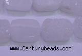 CAG8240 Top drilled 15*20mm rectangle white plated druzy agate beads