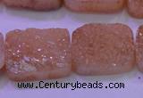 CAG8251 Top drilled 18*25mm rectangle champagne plated druzy agate beads