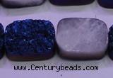 CAG8256 Top drilled 18*25mm rectangle blue plated druzy agate beads