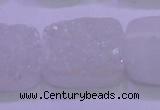 CAG8260 Top drilled 20*30mm rectangle white plated druzy agate beads
