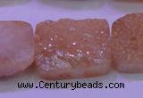 CAG8261 Top drilled 20*30mm rectangle champagne plated druzy agate beads