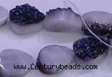 CAG8276 7.5 inches 10*14mm teardrop blue plated druzy agate beads