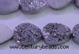 CAG8302 7.5 inches 15*20mm teardrop silver plated druzy agate beads