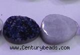 CAG8316 7.5 inches 18*25mm teardrop blue plated druzy agate beads