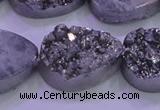 CAG8322 7.5 inches 20*30mm teardrop silver plated druzy agate beads