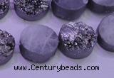 CAG8372 7.5 inches 18mm coin silver plated druzy agate beads