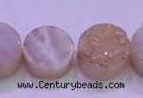 CAG8381 7.5 inches 20mm coin champagne plated druzy agate beads