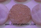 CAG8401 7.5 inches 30mm coin champagne plated druzy agate beads