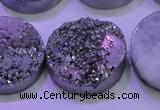 CAG8402 7.5 inches 30mm coin silver plated druzy agate beads