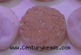 CAG8411 7.5 inches 35mm coin champagne plated druzy agate beads