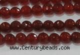 CAG8590 15.5 inches 6mm faceted round red agate gemstone beads