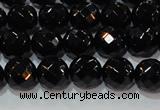 CAG8612 15.5 inches 10mm faceted round black agate gemstone beads