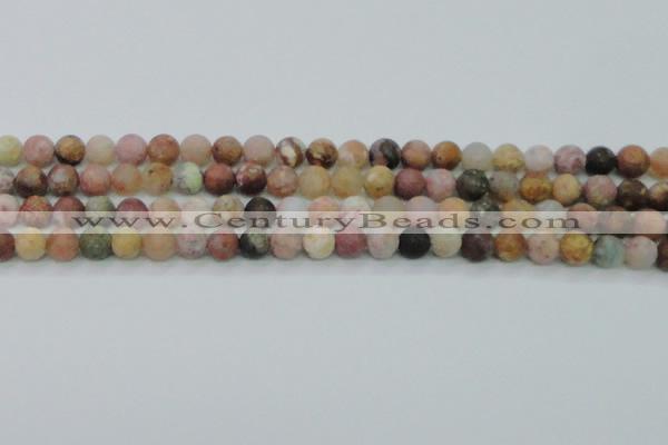 CAG8746 15.5 inches 6mm round matte rainbow agate beads