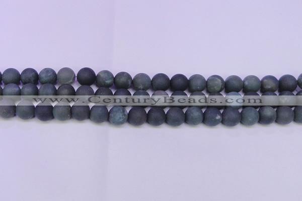 CAG8885 15.5 inches 14mm round matte moss agate beads