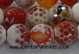 CAG9018 15.5 inches 14mm faceted round fire crackle agate beads