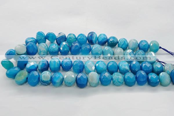 CAG9051 15.5 inches 13*18mm faceted oval line agate beads