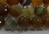 CAG9214 15.5 inches 10mm faceted round line agate gemstone beads