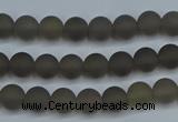 CAG9310 15.5 inches 4mm round matte grey agate beads wholesale