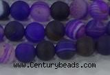 CAG9320 15.5 inches 6mm round matte line agate beads wholesale