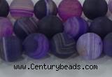 CAG9321 15.5 inches 8mm round matte line agate beads wholesale