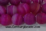 CAG9329 15.5 inches 12mm round matte line agate beads wholesale