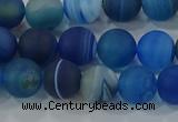 CAG9332 15.5 inches 8mm round matte line agate beads wholesale