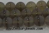 CAG9344 15.5 inches 8mm round matte grey agate beads wholesale