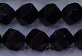 CAG9354 15.5 inches 12mm faceted nuggets black agate beads