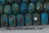 CAG9505 15.5 inches 6*10mm faceted rondelle blue crazy lace agate beads