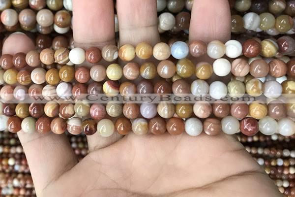 CAG9805 15.5 inches 6mm round wood agate beads wholesale