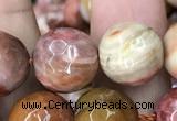 CAG9814 15.5 inches 12mm faceted round wood agate beads