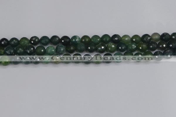 CAG9825 15.5 inches 8mm faceted round moss agate beads