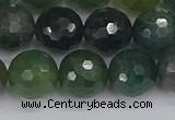 CAG9827 15.5 inches 12mm faceted round moss agate beads