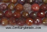 CAG9845 15.5 inches 4mm faceted round red moss agate beads