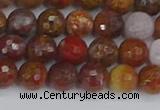 CAG9846 15.5 inches 6mm faceted round red moss agate beads