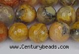 CAG9871 15.5 inches 10mm faceted round yellow crazy lace agate beads