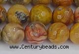 CAG9872 15.5 inches 12mm faceted round yellow crazy lace agate beads