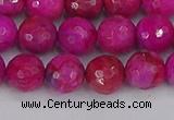 CAG9877 15.5 inches 8mm faceted round fuchsia crazy lace agate beads