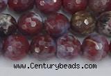 CAG9905 15.5 inches 8mm faceted round red lightning agate beads