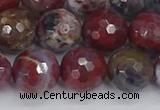 CAG9907 15.5 inches 12mm faceted round red lightning agate beads