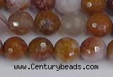 CAG9912 15.5 inches 8mm faceted round red moss agate beads