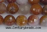 CAG9913 15.5 inches 10mm faceted round red moss agate beads